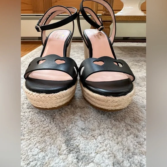💕 Kate Spade 💕 Maldives Black Leather Wedges - Picture 4 of 10